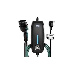 Masterplug EVCM221010 EVCM221010 Câble de Charge EV pour véhicules électriques et Hybrides, 10 mètres, Mode 2, 3 Broches, Prise Britannique vers Type 2, 2,4 KW, EVCM221010
