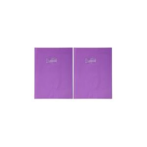 Calligraphe 72406AMZC Un Prot&egrave;ge-Cahier Grain Cuir Violet - 24x32 cm - 22/100&egrave;me avec Porte-&Eacute;tiquette - PVC Opaque (Lot de 2)