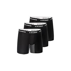 FM London Boxer en Bambou pour Homme, Boxer pour Homme Long en Bambou avec Empiècements Anti-Frottements, Poche Profilée, Évacuation de l'Humidité, sans Étiquette, Respirant (3 Pièces)