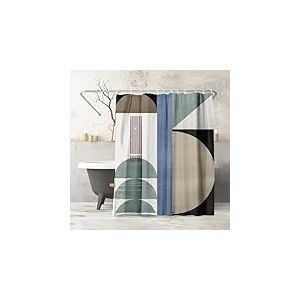 Americanflat Rideau de Douche Abstrait 180 x 188 cm &ndash; Long Rideau de Douche r&eacute;sistant &agrave; l'eau avec &oelig;illets m&eacute;talliques durables et 12 Crochets &ndash; 100% Polyester &ndash; Beige