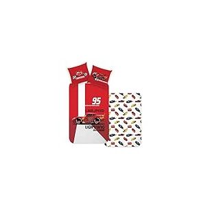 Disney Home Cars Parure de lit réversible pour Enfant 135 x 200 cm – Taie d'oreiller 80 x 80 cm – 100% Coton renforcé Super Doux – Parure de lit 2 pièces Cars – Douce et agréable sur la Peau