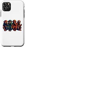 Trois singes de la Sagesse utilisent Un Smartphone. Funny Four Wise Monkeys Coque pour iPhone 11 Pro Max