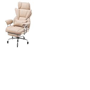 VEVOR Chaise de Bureau avec Repose-Pieds, Fauteuil de Direction Ergonomique avec Coussin Lombaire et Accoudoirs Amovibles, Si&egrave;ge de Bureau en Cuir PU, Charge Max. 181,44 kg, Bascule, Marron, Maison