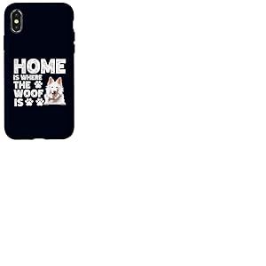 Home is Where The Woof is Berger Blanc Suisse Dog Lover Coque pour iPhone X/XS
