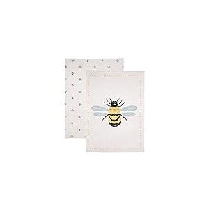 Lot de 2 torchons motif genoux abeilles Jaune