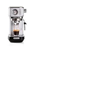 Ariete Espresso Slim Metal 1381, Machine &agrave; Caf&eacute; avec Manom&egrave;tre, Compatible avec Caf&eacute; en Poudre et Dosettes ESE, 15 Bar Max, Filtre 1 ou 2 Tasses, Buse Cappuccino, 1300W, Blanc