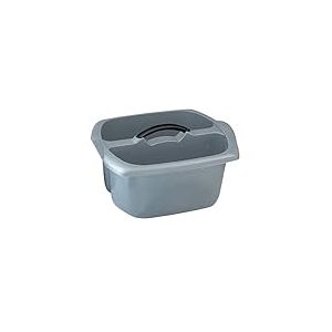 Addis 518523 Eco Panier de nettoyage utilitaire en plastique 100% recyclé avec double compartiment et poignée, gris clair, 9 litres