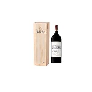 Coffret Cadeau Caisse Bois - MAGNUM Ch&acirc;teau du Bousquet - AOP C&ocirc;tes de Bourg - Grand Vin de Bordeaux - Vin Rouge - 1,5 L