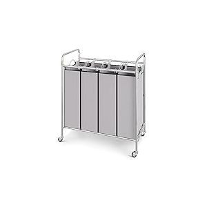 VEVOR Panier à Linge Mobile 76,5x41x86,5 cm Chariot Linge Sale avec 4 Sacs de Tri Amovibles de 34x58x70 cm Cadre en Métal Corbeille avec Roulettes Charge 20 kg pour Buanderie Chambre Salle de Bain
