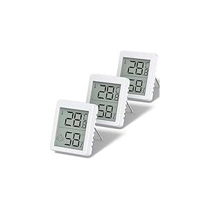 Aircode Thermomètre Intérieur, 3 Sets Mini LCD Digital Thermometre Hygrometre à Poser ou à Suspendre pour Intérieur Salon Chambre de bébé Bureau Réfrigérateur