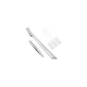 TWEEZERMAN Rasoir &agrave; sourcils avec mini pince &agrave; &eacute;piler inclin&eacute;e (Mini Slant Tweezer & Brow Razor Set), argent&eacute;