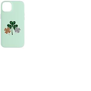 Three Clover Irish Shamrock Plaid Leopard St Patrick Day Coque pour iPhone 14 Plus