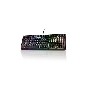 KOORUI Clavier de Jeu, Clavier mécanique Allemand QWERTZ 104 Touches 26 RVB rétroéclairé Filaire pour Windows MacOS Linux Interrupteur Bleu