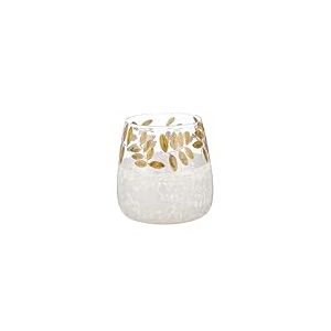 GILDE Photophore en Verre - Design Conique en Forme de Feuille - Vert/Blanc - Hauteur 20 cm x &Oslash; 19 cm