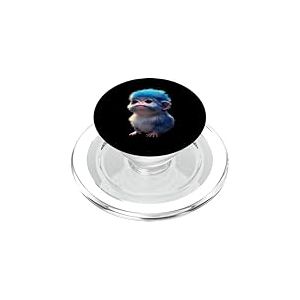 Un bébé monchichi aux Cheveux Bleus Heureux en Tant Que bébé Ouistiti pygmée PopSockets PopGrip pour MagSafe