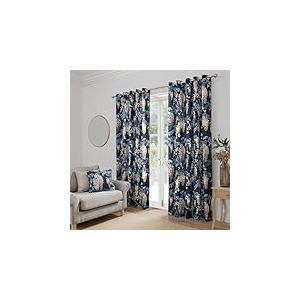 Dreams & Drapes Lot de 2 Rideaux &agrave; &oelig;illets pour Chambre &agrave; Coucher ou Salon Motif Floral Bleu fonc&eacute; 117 x 137 cm