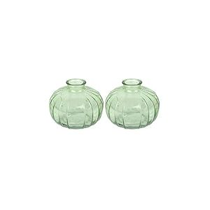 Talking Tables Vase Soliflore en Verre Vert pour Fleurs D&eacute;coration &Eacute;l&eacute;gante Centre de Table Mariage Rebord de Fen&ecirc;tre F&ecirc;tes Jardin D&icirc;ner d'&Eacute;t&eacute; Chemin&eacute;e Cadeau Hauteur 8 cm (Lot de 2)