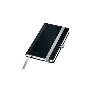 Leitz Style A6 Cahier Carr&eacute;, Reli&eacute; avec couverture, 160 pages, 80 feuilles, Papier 100 g/m&sup2; accr&eacute;dit&eacute; FSC, Bande &eacute;lastique et marque-page, Pour bureau et bureau &agrave; domicile, noir, 44911094