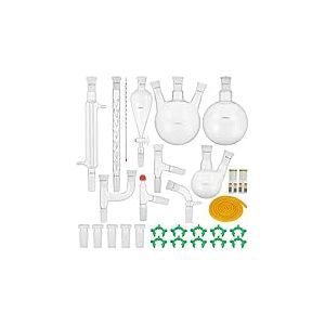 VEVOR Kit de Verrerie de Laboratoire 32 pcs, Équipement de Distillation Laboratoire de Chimie Verre Borosilicaté 3,3 Organique, Kit de Verrerie de Laboratoire Matériaux de Verre de Laboratoire