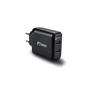 Fantec QC3 - A22 Charge Rapide 3.0 Chargeur et 2 x USB ports avec 36 W Noir