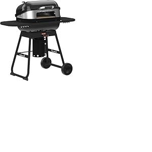Barbecook barbecue charbon de bois Magnus Premium avec four à pizza, grill barbecue, avec table, 85x64x110cm, Noir