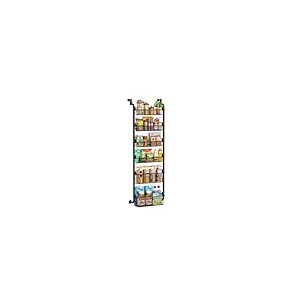 Étagère suspendue à 6 étages en métal avec 2 ventouses, étagère murale à épices pour cuisine, salle de bain, cuisine, garde-manger, 44 x 16 x 150 cm (l x P x H)