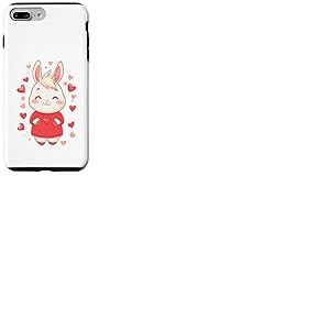 Lapin Coeur Femme Amour Saint-Valentin Fille Lapin Coque pour iPhone 7 Plus/8 Plus
