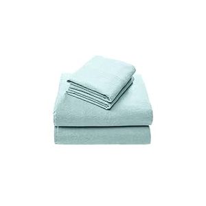 Comfort Spaces Parure de lit 4 pièces en Flanelle de Coton, Respirante, Chaude, à Poches Profondes avec taie d'oreiller, lit Double, Turquoise uni