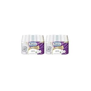 Regina Sensation - 42 rouleaux de papier toilette, 160 plis moelleux à 3 voiles, doux et résistant, avec extrait naturel de coton, emballage avec 60% de plastique recyclé, certifié FSC (Lot de 2)