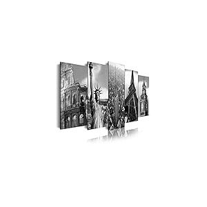 DekoArte 106 - Impression Sur Toile Moderne D'Images Artistiques Numérisées | Toile Décorative Pour Votre Salon Ou Votre Chambre | Style Villes De New York Rome Paris Londres| 5 Pièces 150 x 80 cm