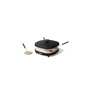Tristar Pizza Family 4 Appareil à Pizza, 25x25 cm, 900 W, Pour 4 Personnes, Revêtement Céramique Sans PFAS, Plaques Amovibles, 4 Pelles et Coupe-Pâte, PZ-9174
