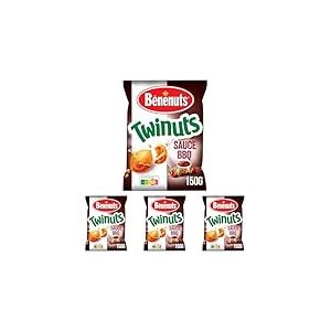 Benenuts Twinuts Cacahu&egrave;te Enrob&eacute;e Croustillante Go&ucirc;t Barbecue, 150g (Lot de 4)