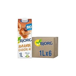 BJORG - Lait d'Amande Chocolat - Lait Végétal Bio - Pauvre en Acides Gras Saturés - 1 L x 6