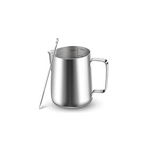 Vonsera Pichet Lait 350ml, Pot a Lait Inox avec Mesure Mark pour Faire Mousse le Lait, des Capuccinos, des Jus
