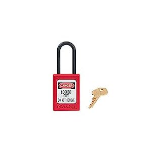 Master Lock S32RED Cadenas de Consignation en Thermoplastique Diélectrique pour Installations Electriques, Rouge, Anse 3,8 x 1,6 cm