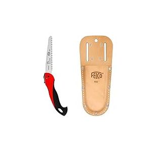 FELCO 600 Scie (lame de scie 16 cm, scie pliante coupe ø 50 mm, longueur 350 mm, coupe de traction) & 910 fourreau pour sécateur (étui en cuir véritable, avec passant + clip, s'attache à la ceinture)