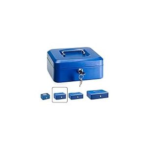 ARREGUI Elegant C9225 Caisse à monnaie et billets à clé pour ranger et transporter l'argent | Caisse en acier monnayeur et compartiment pieces | Coffre fort portatif 20 cm de large | Couleur Bleu