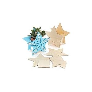 Baker Ross FE762 Pot de Fleur Enfant en Bois motif Étoile - Lot de 3, Kit de Décoration pour Enfant, Loisirs Créatifs pour Enfants