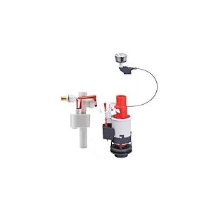 Wirquin 10724351 Chasse d'eau wc complète mécanisme wc double chasse MW2 & robinet flotteur à alimentation latérale F89, blanc et rouge