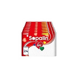 Sopalin Love – 24 Rouleaux de Essuie-tout cuisine, Décoré, Texture en forme de cœur, Blanc