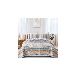 Parure de lit bohème 3 pièces pour très grand lit, couvre-lit d'été léger pour toutes les saisons (264,2 x 228,6 cm) - Jaune