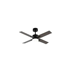 Brightium Ventilateur DC 20 W 4 pales noir/gris, 6 vitesses, 3000K, 4000K, 6500K, 2350 lm, télécommande, minuteur, idéal pour climatisation.