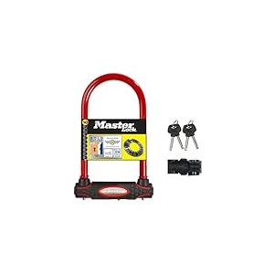 Master Lock Antivol Vélo U [A Clé] [Support de Vélo Universel] [Antivol Certifié] [Rouge] 8195EURDPROCOLR - Idéal pour les Vélos, Vélos Electriques, VTT et autres, medium