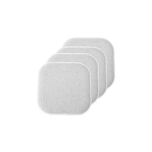 Sweet Home Collection Lot de 4 Coussins de Chaise en Mousse à mémoire de Forme avec Motif nid d'abeille, Dos en Caoutchouc antidérapant, Arrondi, carré, 40,6 x 40,6 cm, Gris Alexis/Blanc