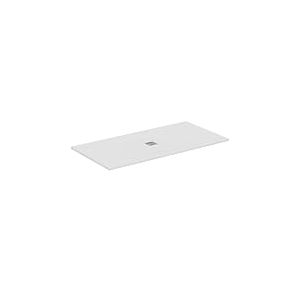 Ideal Standard - Ultra Flat S+, Receveur de douche rectangulaire ultra-mince en r&eacute;sine effet pierre, 180x90cm, Ideal Solid, &Eacute;chappement central, Blanc