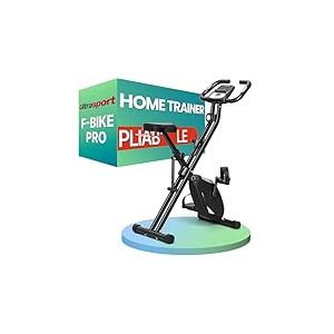 Ultrasport F-Bike Pro V&eacute;lo d&rsquo;Appartement Pliable, V&eacute;los d'Appartement Extra Silencieux jusqu'&agrave; 150 kg avec Selle Confort, Velo d Appartement Pliable, Gris-Noir
