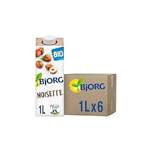 BJORG - Boisson Végétale Noisette - Lait Végétal Bio - Pauvre En Acides Gras Saturés - 1 L x 6