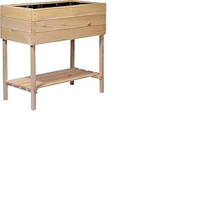 dobar 58176FSCe Large Jardinière surélevée en Bois avec étagère – Kit de Construction pour légumes – Herbes dans Le Jardin et Le Balcon – L (80 x 40 x 78 cm) – Naturel
