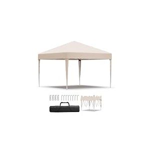 JUMMICO Tonnelle Pliante 3x3 Imperm&eacute;able,Tonnelle de Jardin Exterieur,Tonnelle Pliante Hauteur R&eacute;glable, Barnum UV50+,Tonelle pour Camping Festival Plage Jardins,Beige