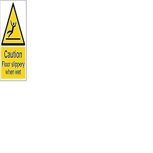 vsafety 63044 au-s Panneau d'avertissement "Attention sol glissant lorsque mouillé General, autocollant, Portrait, 200 mm x 300 mm, noir/jaune